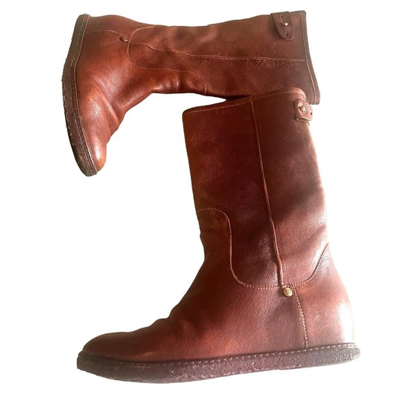 Stuart Weitzman Womens Sz 8.5  Leather Wedge Pull On Short Boots Brown Casual - Picture 16 of 16